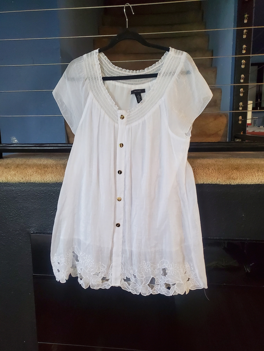 Alfani White Embroidered Button-Front Mini Dress
